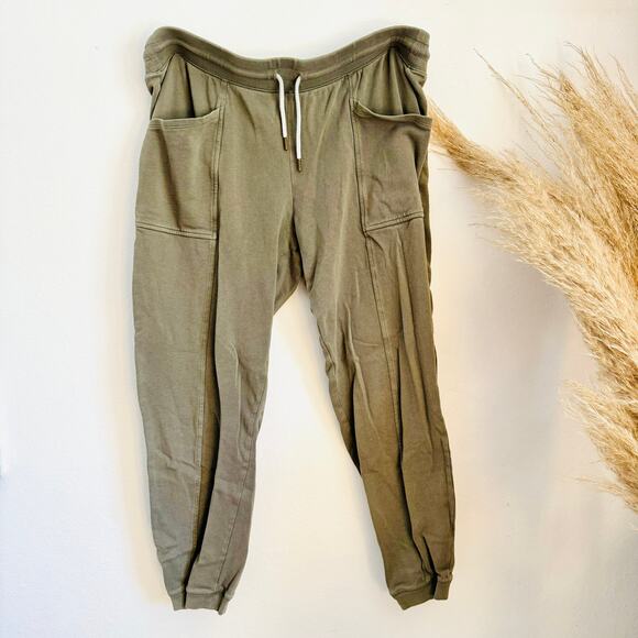 OLD NAVY Olive Green Sweatpants Joggers Pants French Terry Ankle Drawstring M - Picture 3 of 16